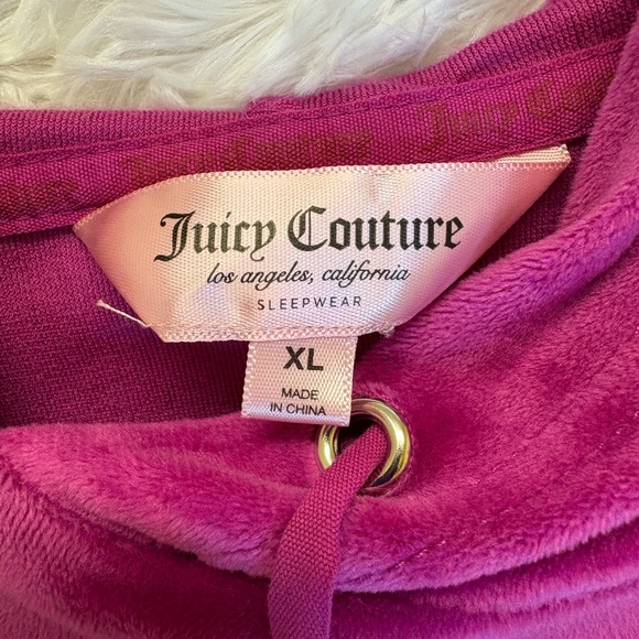 Juicy Couture Magenta Velour Hoodie | XL | Cropped Sleepwear 🩷💗✨ Y2K - Picture 15 of 16